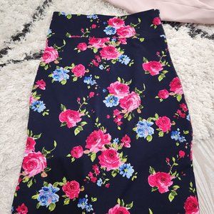 Agnes and Dora pencil skirt M medium floral rose